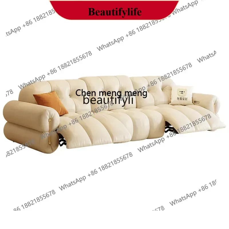 z183  French cream style home theater sofa, leather zero wall electric function sofa
