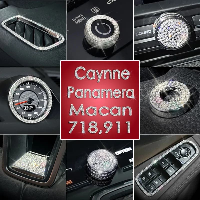Decoration Parts For Porsche Macan Cayenne Panamera 718 911 Bling Rhinestone Crystal Interior Molding