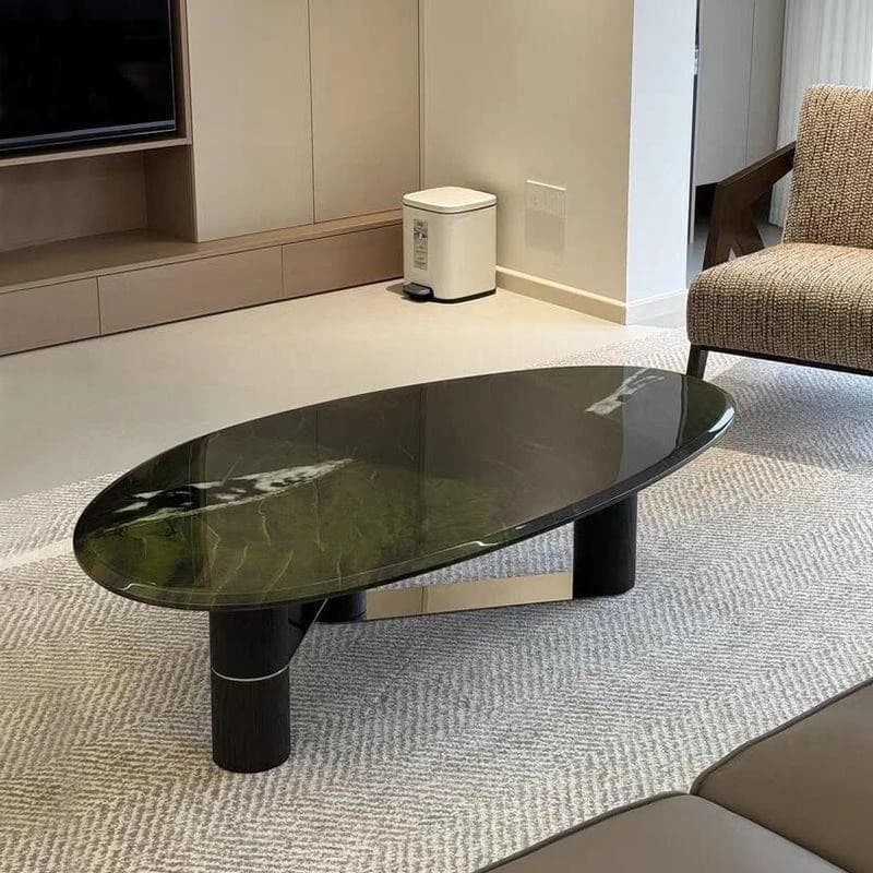 Minimalist marble coffee table living room household small apartment oval coffee table