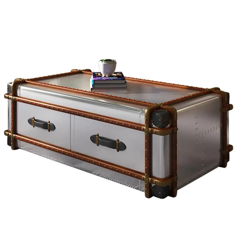 Industrial style coffee table metal aluminum leather designer villa room sofa coffee table
