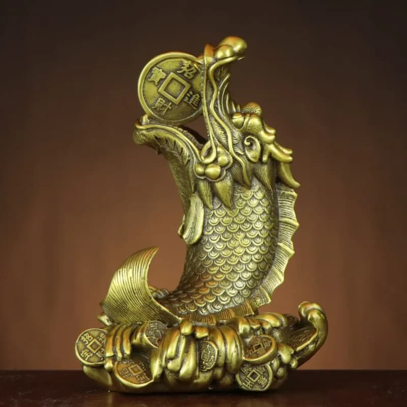 Dragon Head Fish Ornament, Bronze Arowana, Symbolizing Abundance After Year, Ideal as a Gift or Decorative Piece for