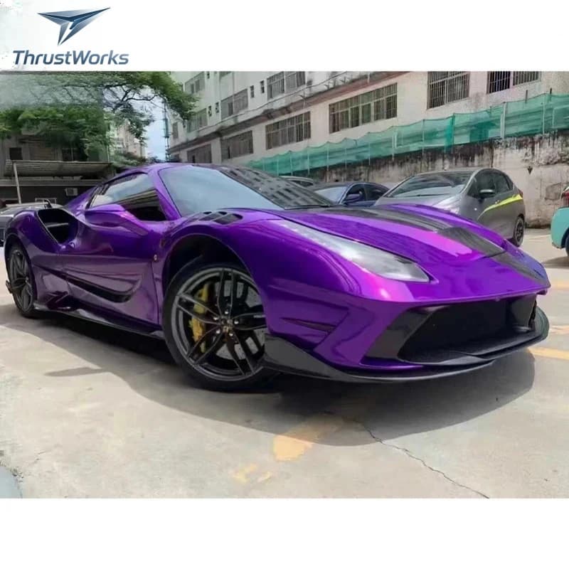 ThrustWorks Carbon Fiber Body 488 MSY Style Full Widebody Kit Conversion, Front Bumper Side Skirts Durle New