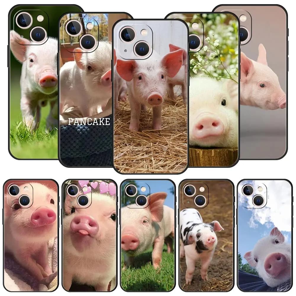 Cute little Pink Pig Phone Case For iPhone 16 13 15 14 12 11 Pro MAX XR X SE XS 7 8 Plus Soft TPU Shell Cover