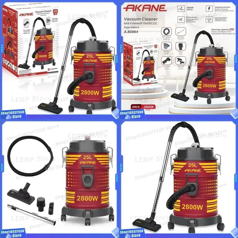AKANE A.80864 Commercial Wet Dry Vacuum Cleaner Large Capacity Hose Household Hair Dryer Function Powerful Suction Machine