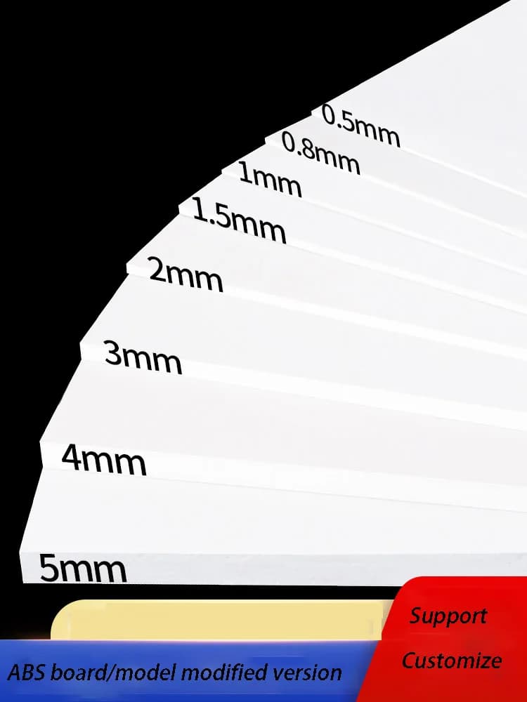1 Pcs of ABS Plastic Board Suitable For DIY Building Model Parts Thickness: 0.5mm/0.8mm/1mm/1.5mm/2mm/3mm/4mm/5mm