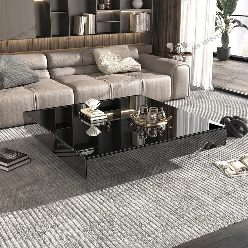 LSUnique Modern Luxury Coffee Table Black Designer Drawer Space Saving Coffee Table Living Room Mesa Centro Salon Furniture Home