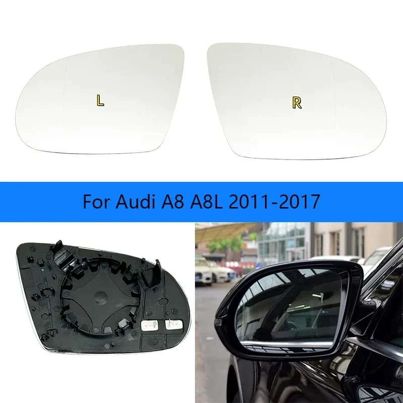 Car Mirrors for Audi A8 A8L 11-17 Lens Rearview Mirror Surface Electric Heating Glass OEM:4H0 857 535 B / 4H0 857 536 A