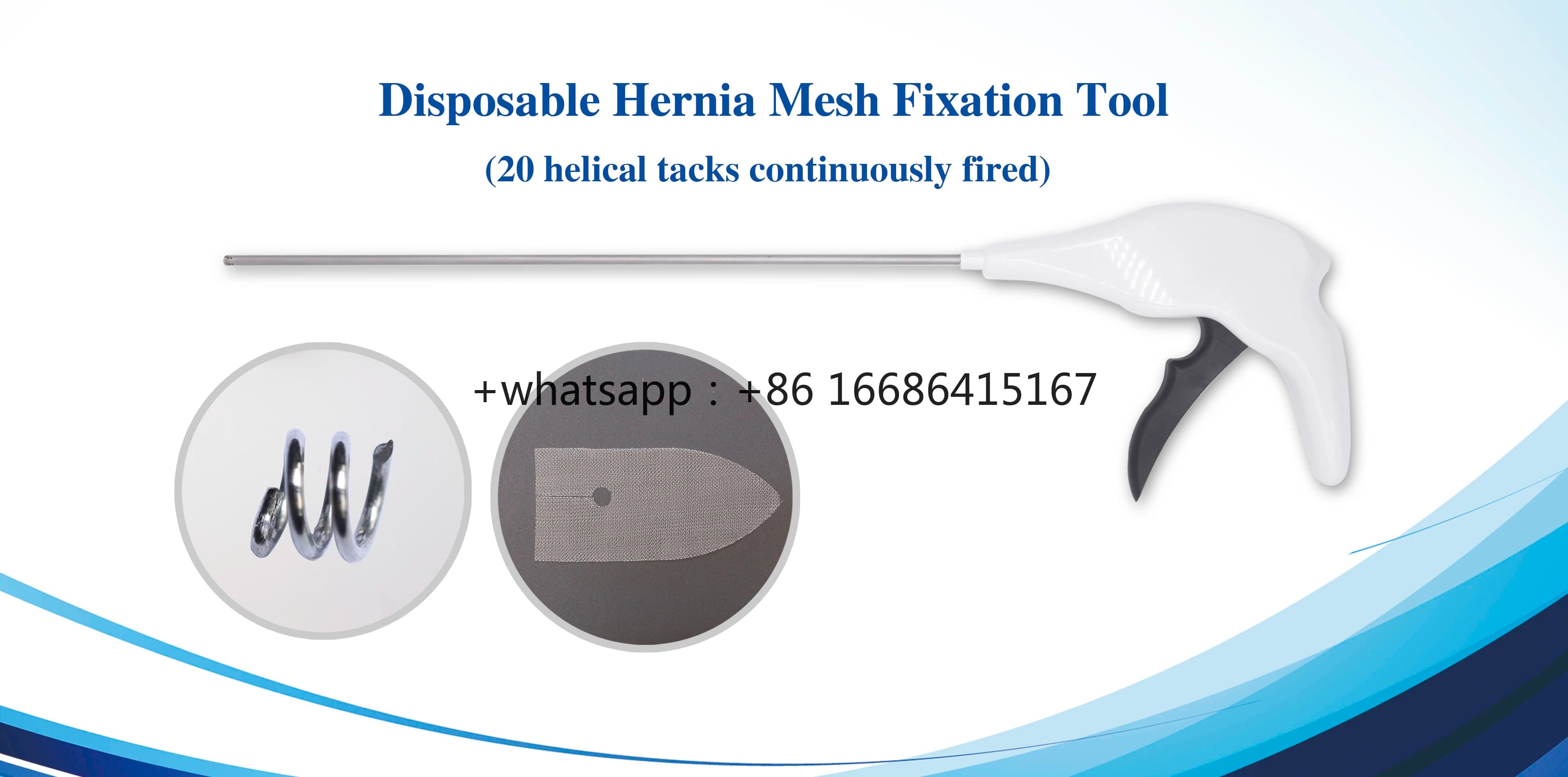 Hernia Mesh Fixation Device 5mm Single Use Instrument With 20 Titanium Helical Tacks
