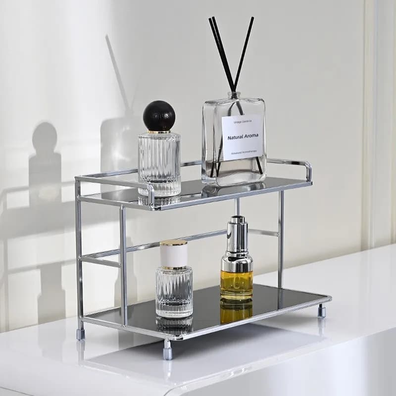 Metal Desktop Layered Storage Rack, Double-Layer Desk Storage Rack, Water Cup and Coffee Cup Storage Rack, Bathroom Cosmetics St