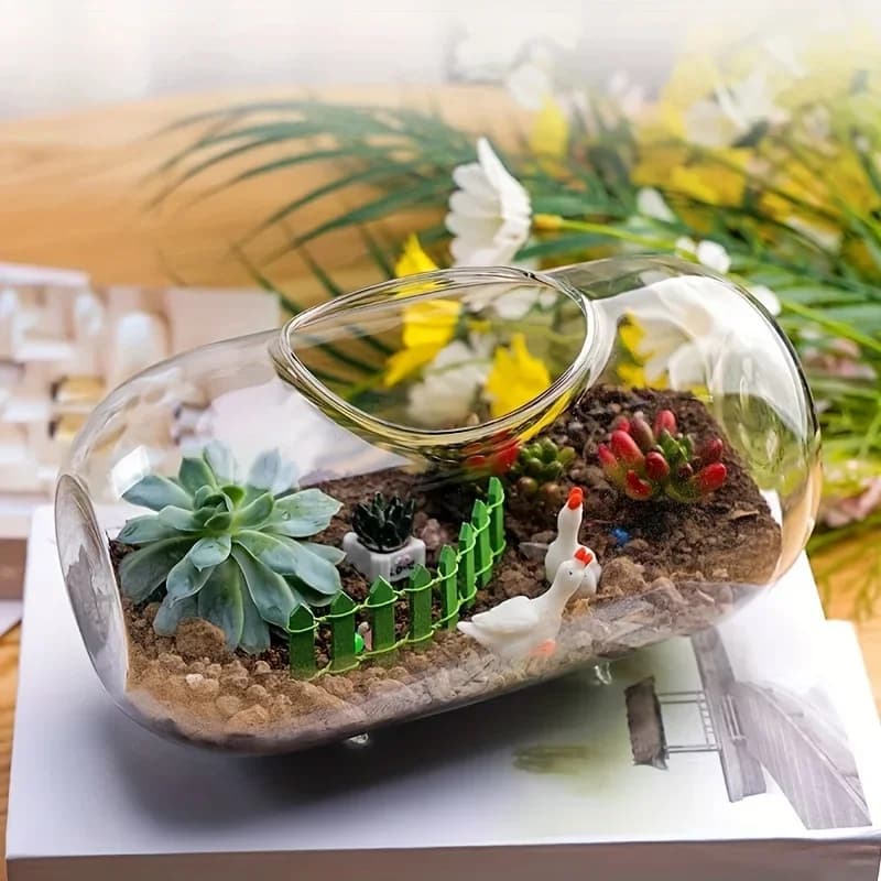 Winter Melon Shaped Succulent Plant Micro Landscape Bottle Decorative Vase Table Plant Pot Home Ornament Room Accessories Gift