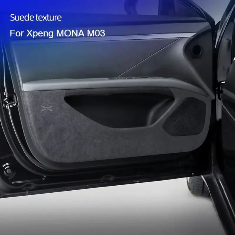 For Xiaopeng Xpeng MONA M03 Car Door Anti-kick Pad Suede Auto Door Panel Interior Protection Anti-kick Mat Stic