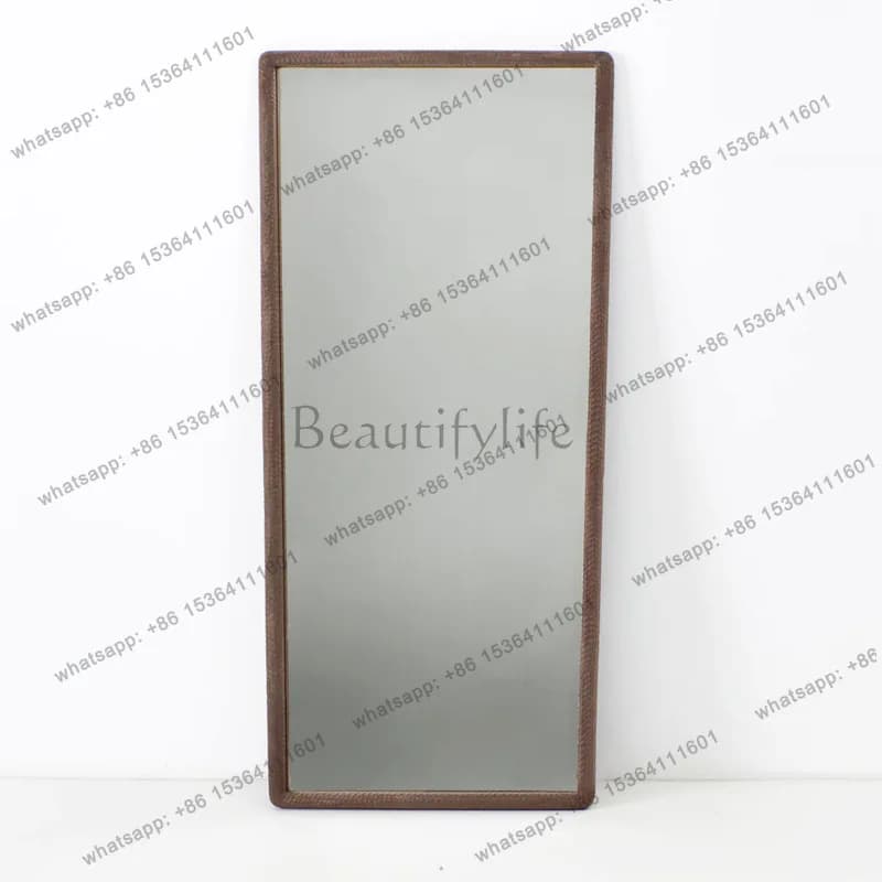 Medieval wabi sandy wind rectangular full-body mirror home living room decoration floor mirror