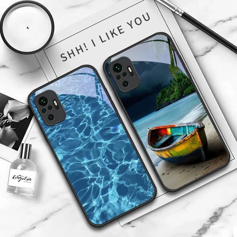The Secret Realm of Blue For Redmi Note 8 9 9S 12S 10 Pro 11 12 13 Pro+ 14 Pr 14C A3 12 13 K60 Ultra 13C Black Glass Phone Case