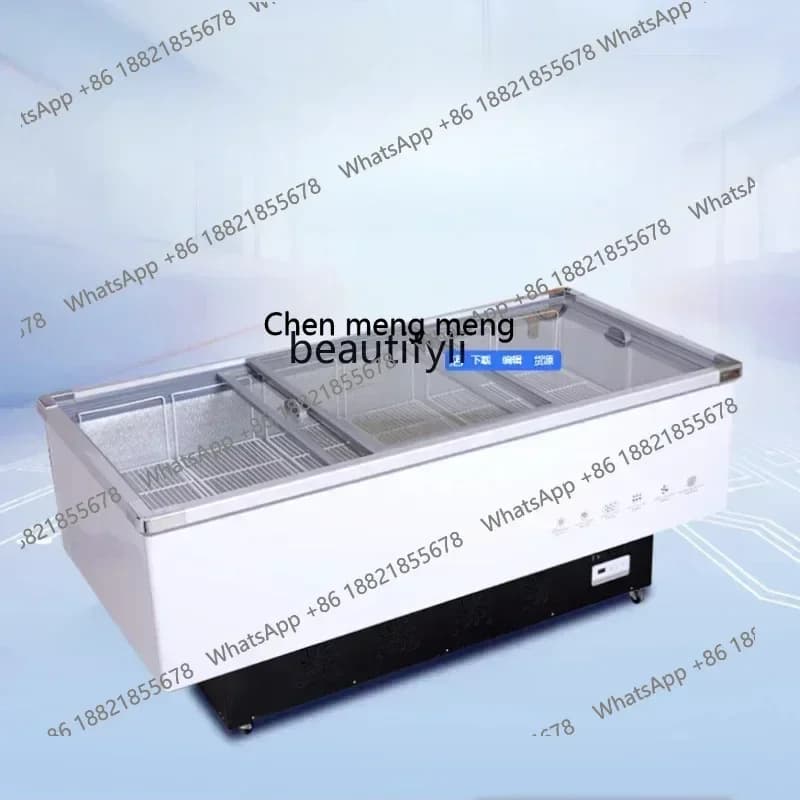 ss 8617  New 2.2 meters double compressor freezer commercial fresh-keeping frozen transparent glass horizontal display cabinet