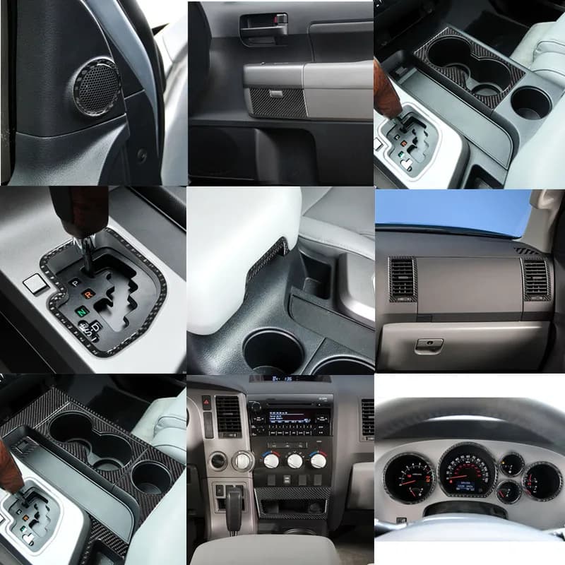 Car Accessories Carbon Fiber Interior Decoration Cover Stickers For Toyota Tundra 2007-2013 With Navigation