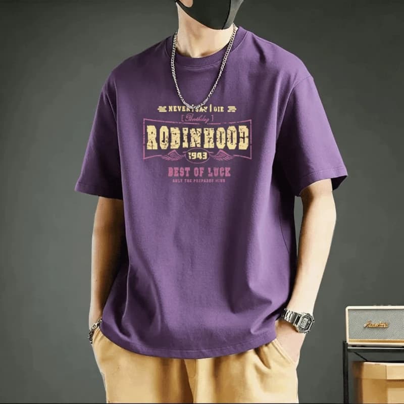 Men's Fashion Round Neck Short Sleeve Korean Letter T-Shirt Summer New Versatile Pullover British Top