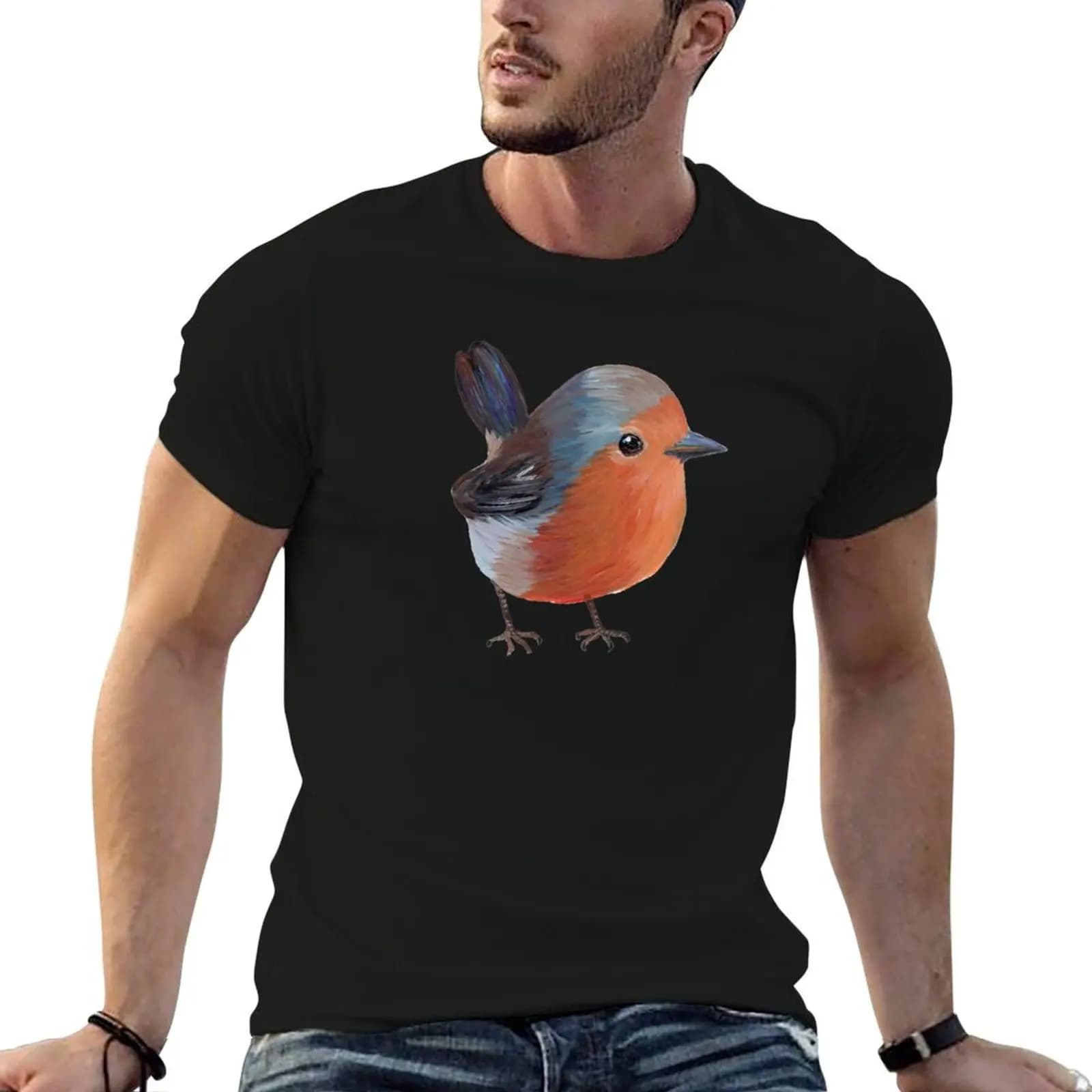 Cute English Robin Bird T-Shirt sublime Funny t-shirt t shirts for men pack