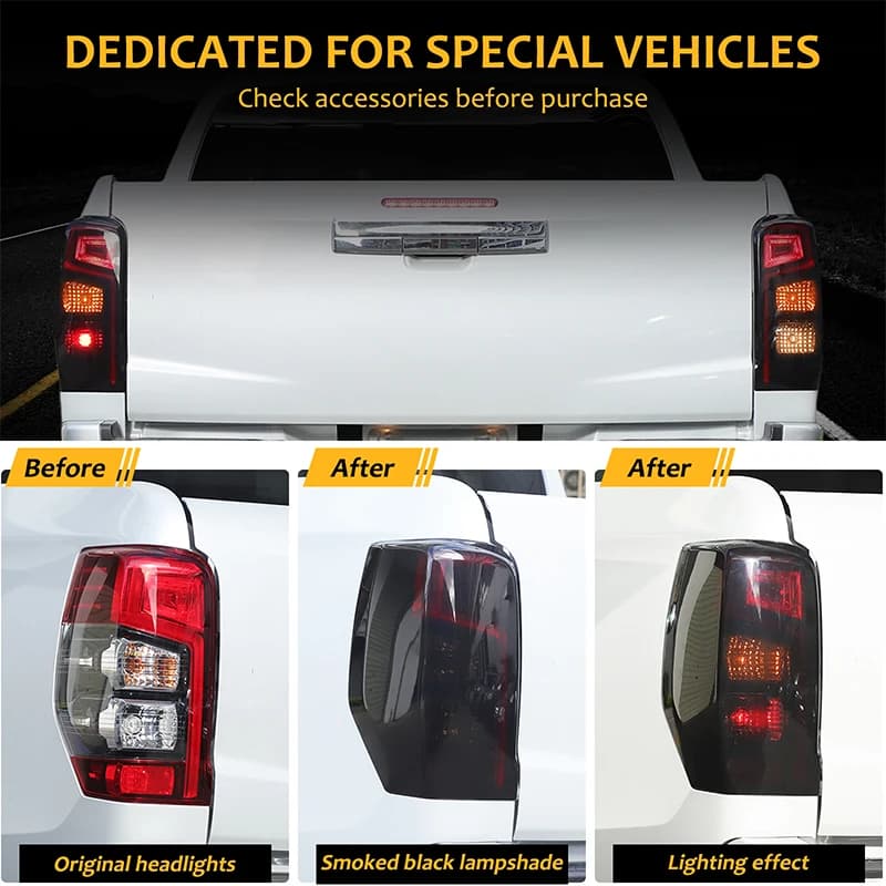 For Mitsubishi triton L200 2019-2023 ABS Blackened Car Tail Light Cover Brake Light Wide Indicator Protective Decorative Cover