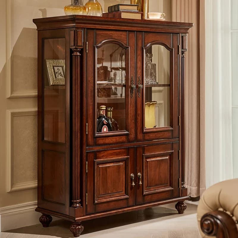 X4 American all-solid wood wine cabinet North American cherry wood double-door dwarf wine cabinet locker