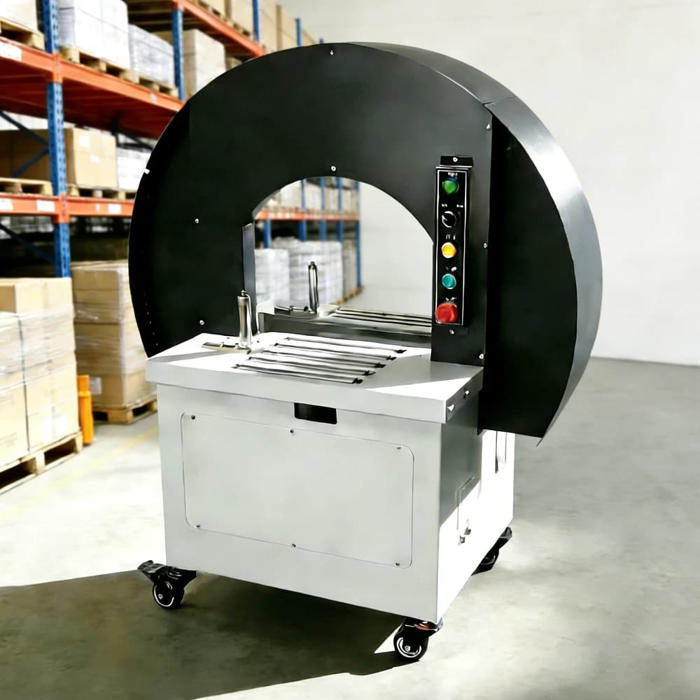 Wallepac CW500 Adhesive Pre Stretch Film Carton Box Sealing Packing Machine Circle Tape Dispenser Carton Wrapping Machine