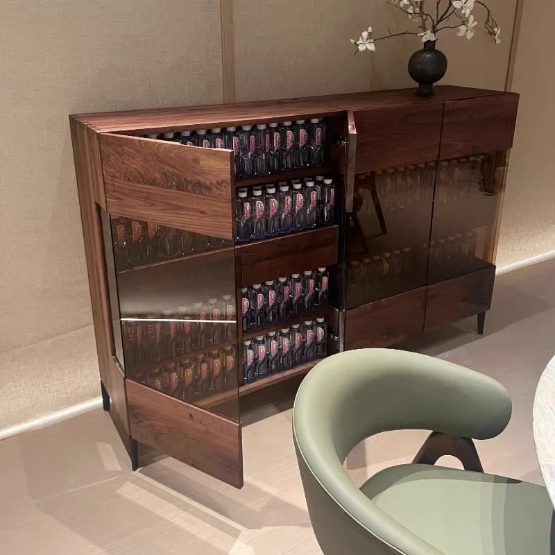# L Nordic Wooden Living Room Cabinets Interior Minimalist Luxury Design Glass Display Cabinet Display Cabinet Mid Century Furni