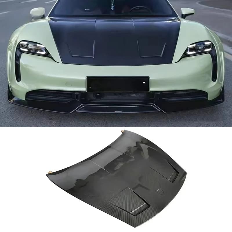 Real Carbon Fiber Vented Bonnet Hood for Porsche Taycan 9J1 2019-2022 Turbo S 4S Car Body Kit