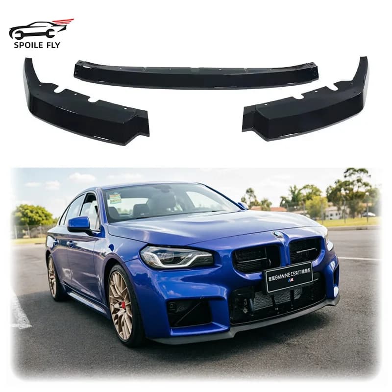 For BMW 2 Series M2 G87 MP Style 2023+ 3PCS Front Bumper Lip Spoiler Splitter Diffuser Guard Trim Glossy Black Body Kit ABS