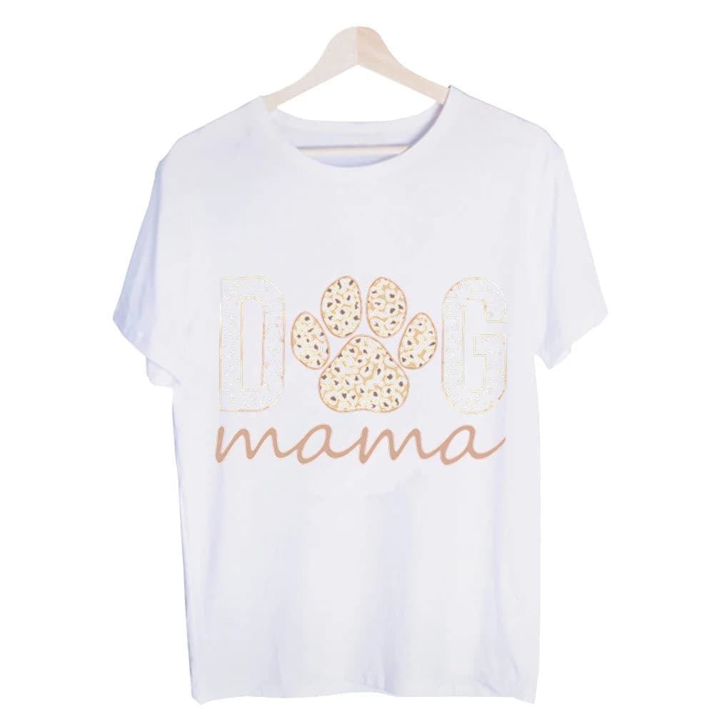 Women's Dog Paw and Letter Print Graphic Tee, Casual Short Sleeve T-Shirt for Daily Wear and Dog Lover Outfits