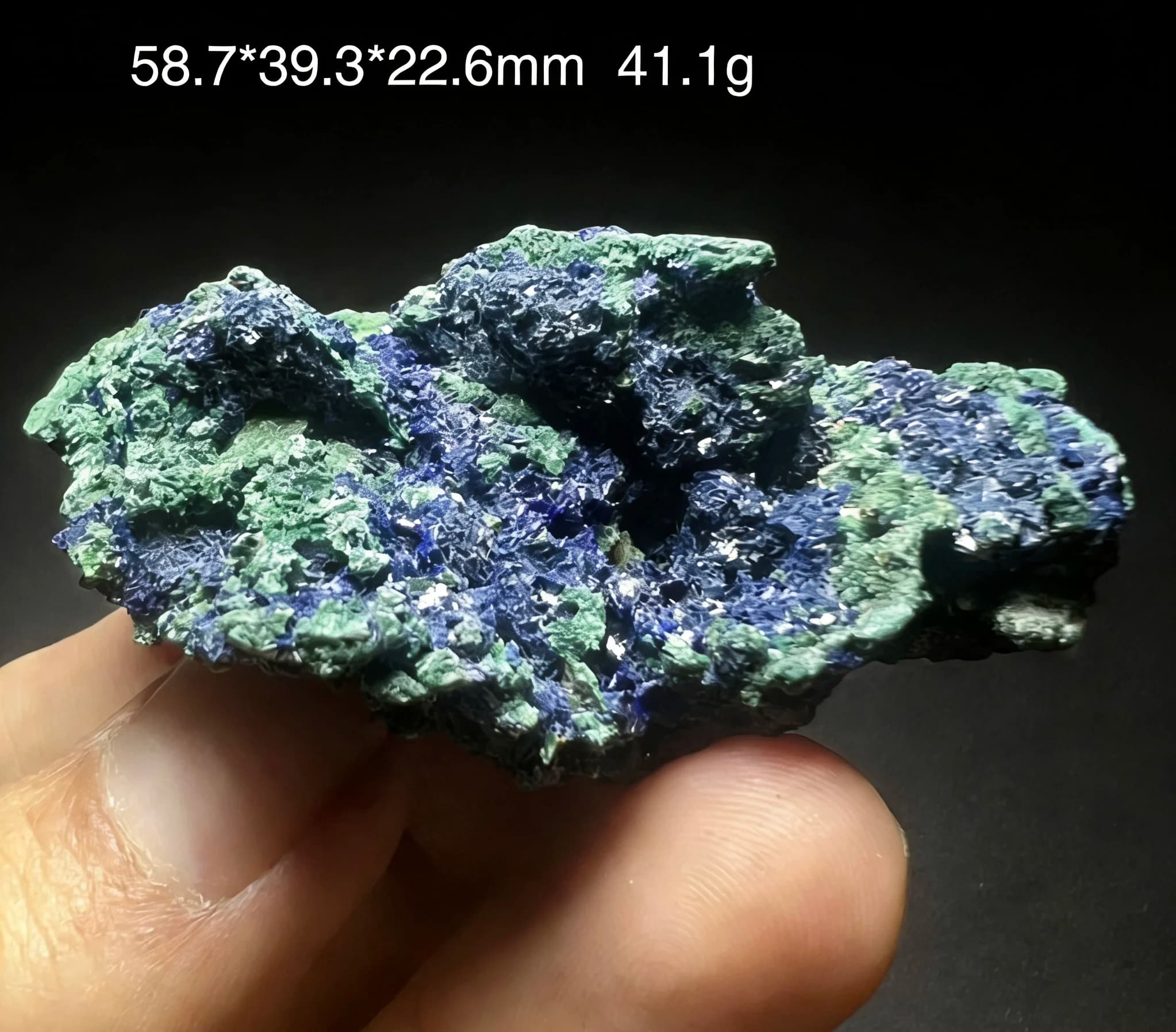 Natural azurite rough stone, malachite coexistence, blue mineral crystal, green mineral specimen, mineral collection display pie