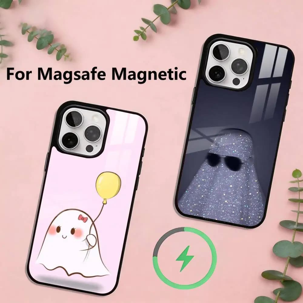 Stardust Ghost Phone Case For iPhone17,16,15,14,13,12,11 Plus,Pro Magnetic For Magsafe Wireless Charging