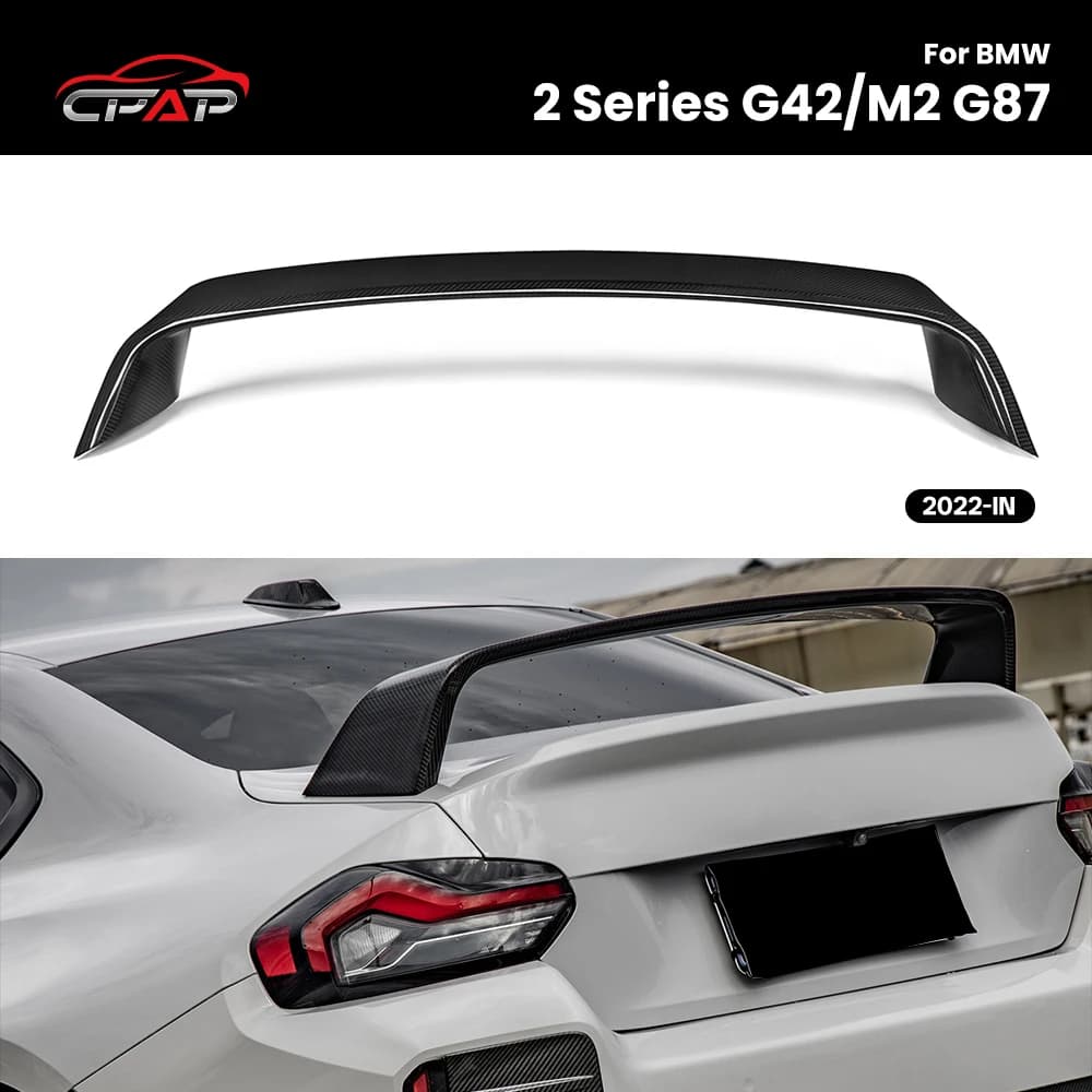 Real Dry Carbon Fiber Rear Wing Trunk Spoiler Car Styling Tail Fin For BMW 2 Series G42/M2 G87 MP Style 2022-IN