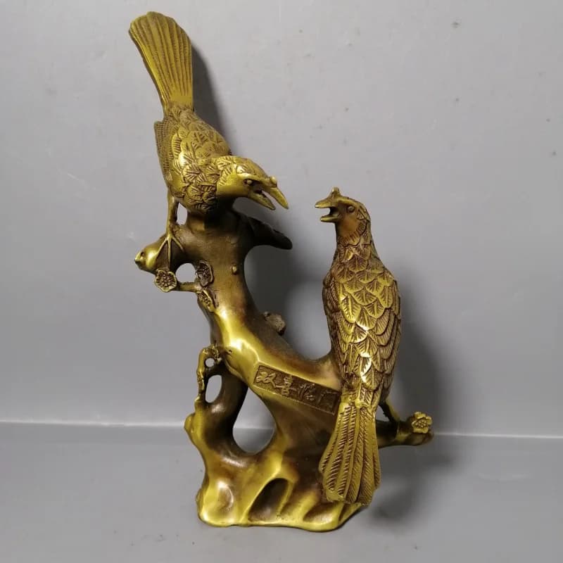 Brass Double Happiness Ornament, Magpie Home Decoration, Wedding Gift, Bronze Craft