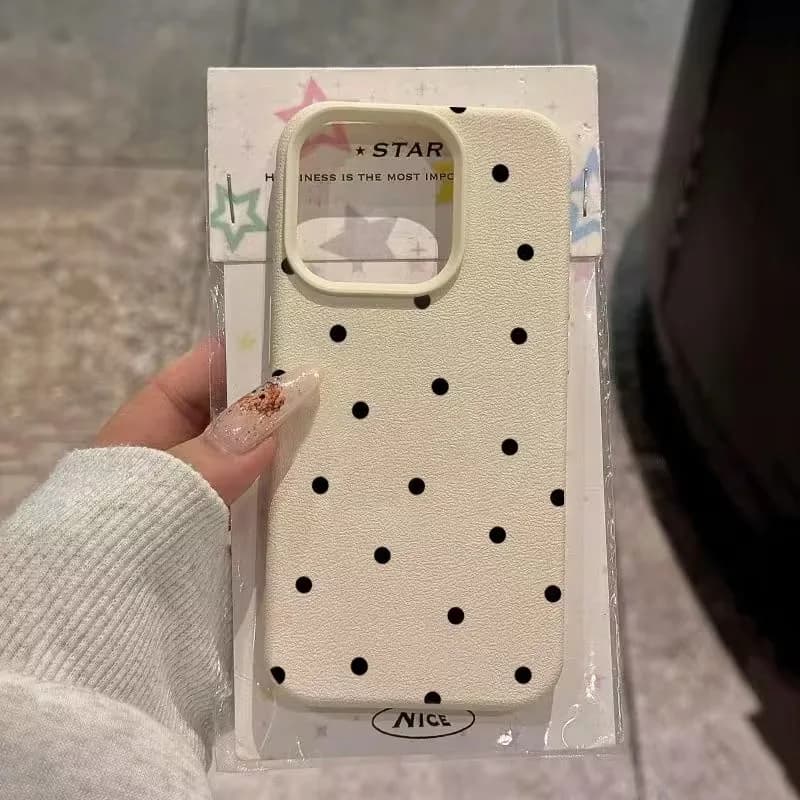 Black Polka Dots Phone Case For iPhone 18 17 16 15 Plus 12 13 11 Pro Max Air Lovely Cover For iPhone 16 Plus 16e X XS XR Cases