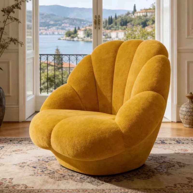 Modern Luxury Velvet Shell Chair Fan Back Armchair Living Room Bedroom Hotel