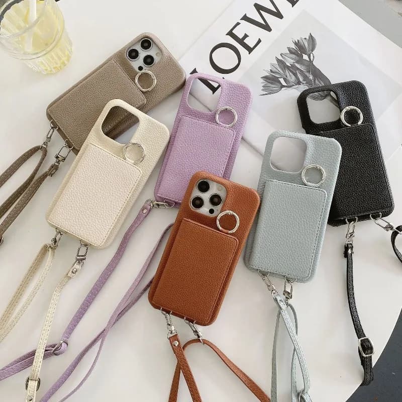 For IPhone 16 Pro Max/16 Pro/16 Plus/16 Wallet Case, Crossbody Phone Case with Zipper Card Holder Fashion Leather Cover