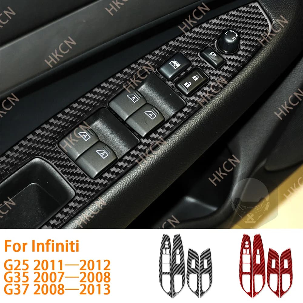 For Infiniti G35 07-08 G37 08-13 G25 11-12 Q60 14-15 Window Lift Control Panel Trim Interior Car Accessories Decoration Stickers