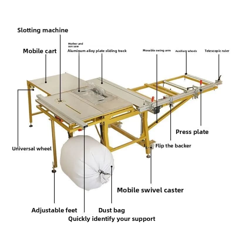 Folding Portable Push Table Stainless Steel Precision Rail Rocker Arm Worktable