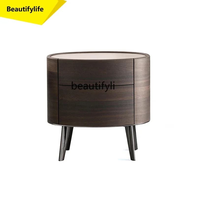Q181  Italian minimalist bedside locker bedroom small apartment modern round bedside table