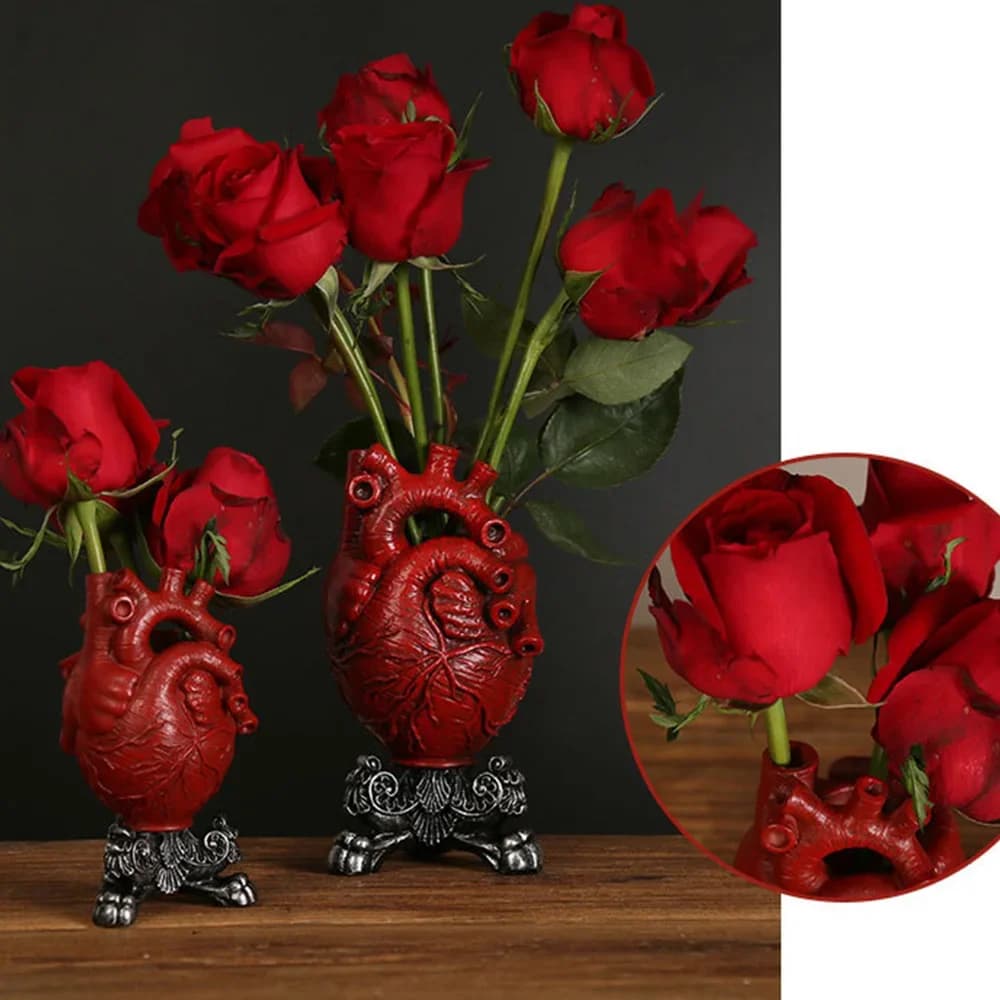 Heart Vase Dry Pot Art Vase Human Statue Container Simulated Anatomy Heart Vase Decorative Gift Valentine's Day Ornament Gift