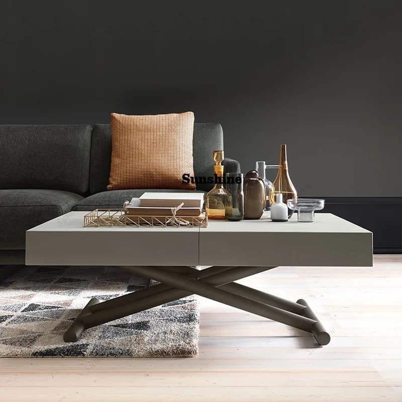 Multifunctional Adjustable Coffee Dining Table Dual-use Extendable Foldable Stone Living Room Home Small Apartment High-end Feel