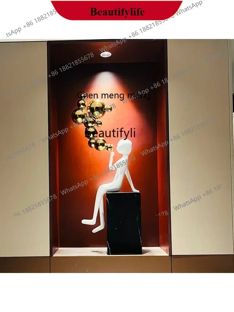 G153  S Modern Minimalist Bubble Blowing Figure Decoration Large Floor Abstract Sculpture Home Hallway Decoration