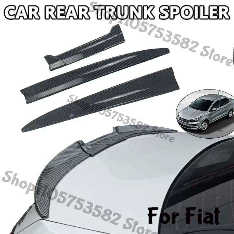 3Pcs DIY Cuttable Rear Trunk Spoiler Roof Wing Matte Black Universal Car Spoiler For Fiat Sedan Hatchback Modification
