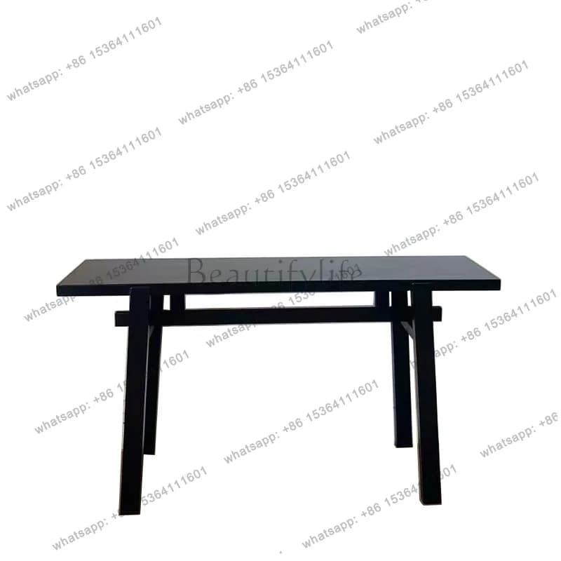 New Chinese-style solid wood entrance table, wabi-sabi strip case, black minimalist view table