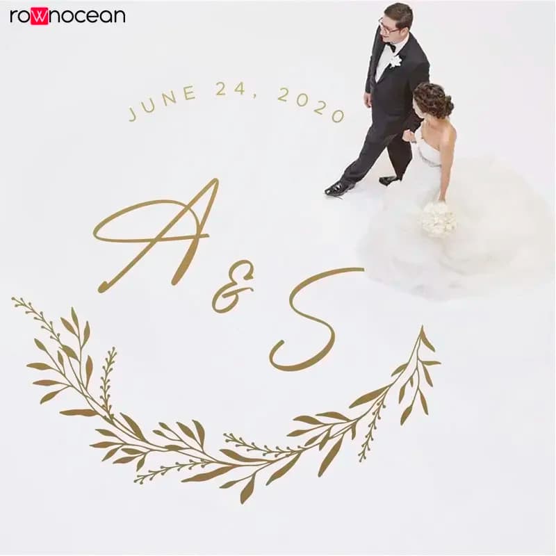Custom Initial And Date Wedding Dance Floor wall sticker Vinyl Decal Wedding room Decoration Floor Decal Removable Poster 3WE39