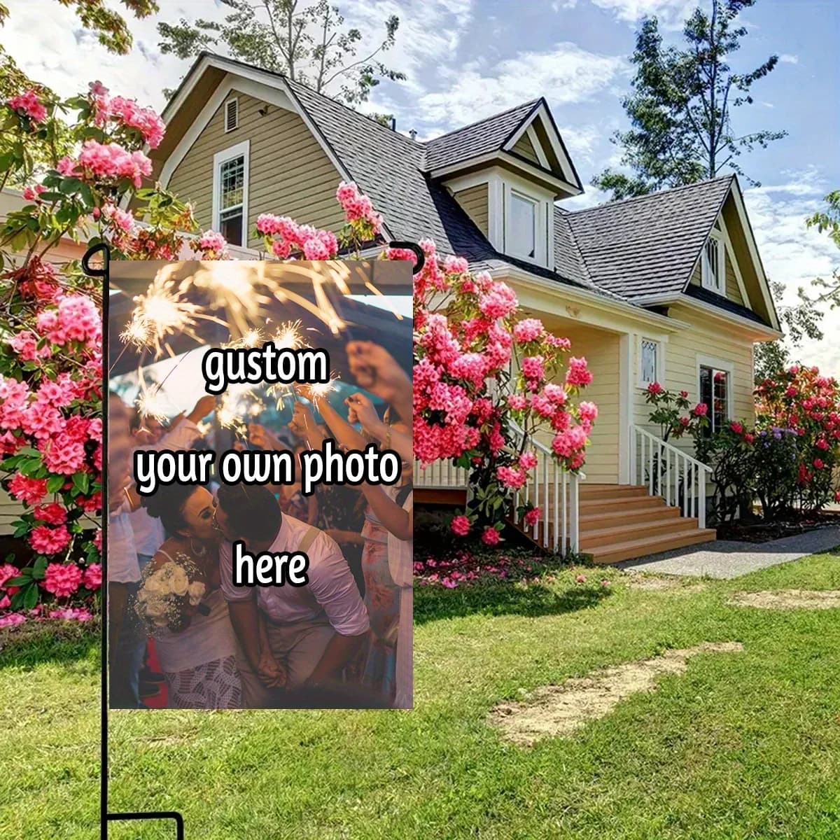 1pc Custom Selfie Garden Flag, Suitable for,.Christmas,.Couple Photos, Prom, Custom Gifts, Double-sided Print, No Flagpole.