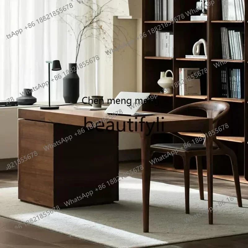 SS ss7486 Italian North American Black Walnut Log Desk Dresser Narrow Side Computer Desk