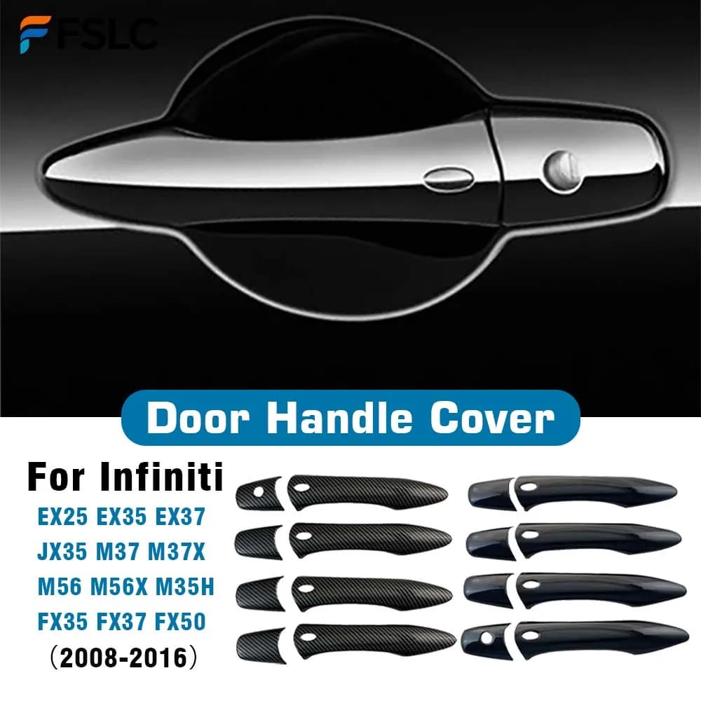Car Decoration Door Handle Cover For Infiniti EX25 EX35 EX37 JX35 M37 M37x M56 M56x M35h FX35 FX37 FX50 2008-2016 Carbon Fiber