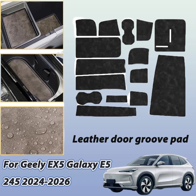 Leather Coaster For Geely EX5 Accessories Galaxy E5 E245 2024 2025 2026 Proton eMas 7 Dust-proof Anti-Slip Car Cup Mat Door Slot