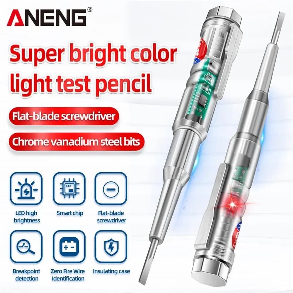 ANENG B14 Universal Voltage Tester 24-250V Screwdriver Probe 1/2PCS With Indicator Light Sound and Light Alarm Test Pen Tools