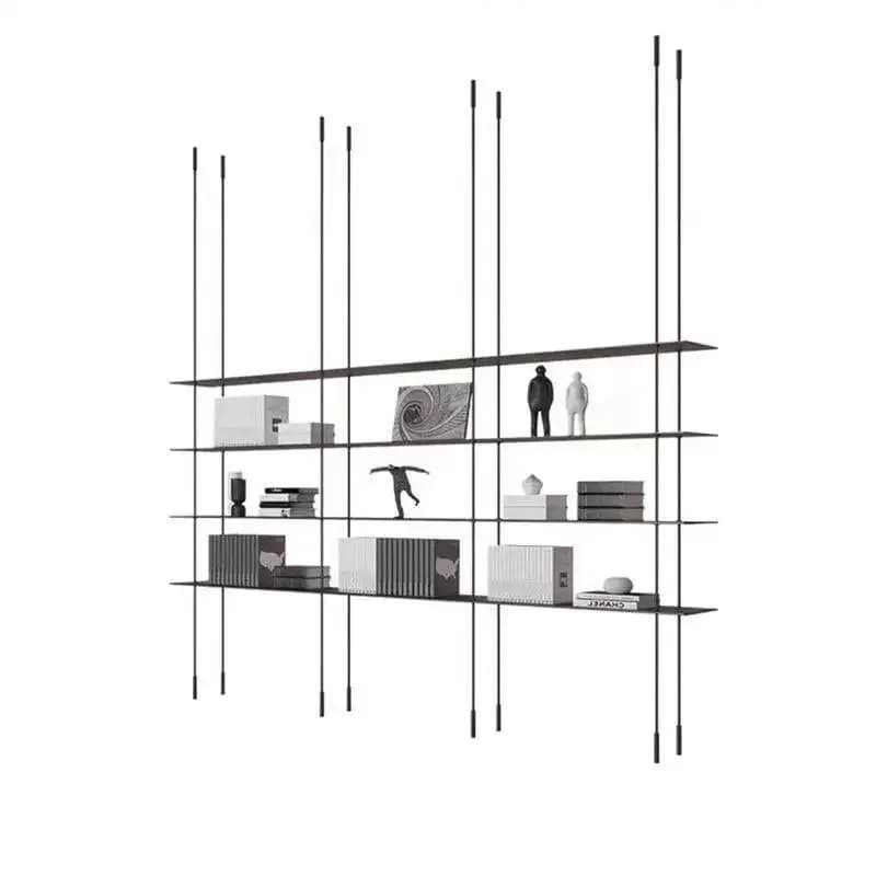 Aluminum alloy multi-layer display stand, living room storage rack, round tube hanger, suspended floor type